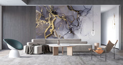 Tapet personalizat marble cu marmura in nuante de cerneala cu accente aurii golden ink