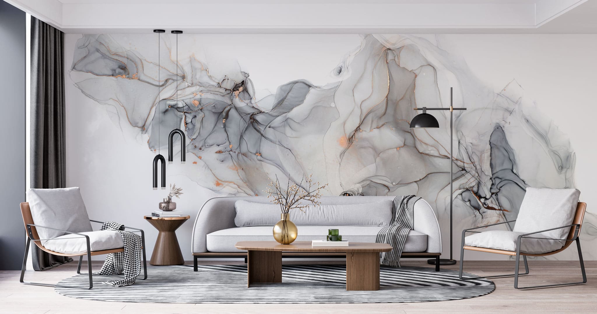 Tapet personalizat marble cu marmura in nuante fumurii bronze smoke