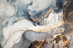 Tapet personalizat marble cu marmura in nuante fumurii cu accente aurii pouring glitter