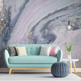 Tapet personalizat marble cu marmura in nuante de roz si gri cu accente sclipitoare aurii nebula