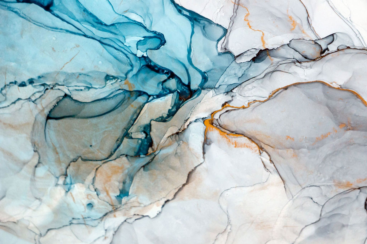 Tapet personalizat marble cu marmura in nuante de turcoaz cu accente sclipitoare ocean marble