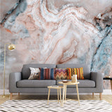Tapet personalizat marble in nuante de cuart roz pal si albastru pale quartz