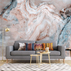 Tapet personalizat marble in nuante de cuart roz pal si albastru pale quartz
