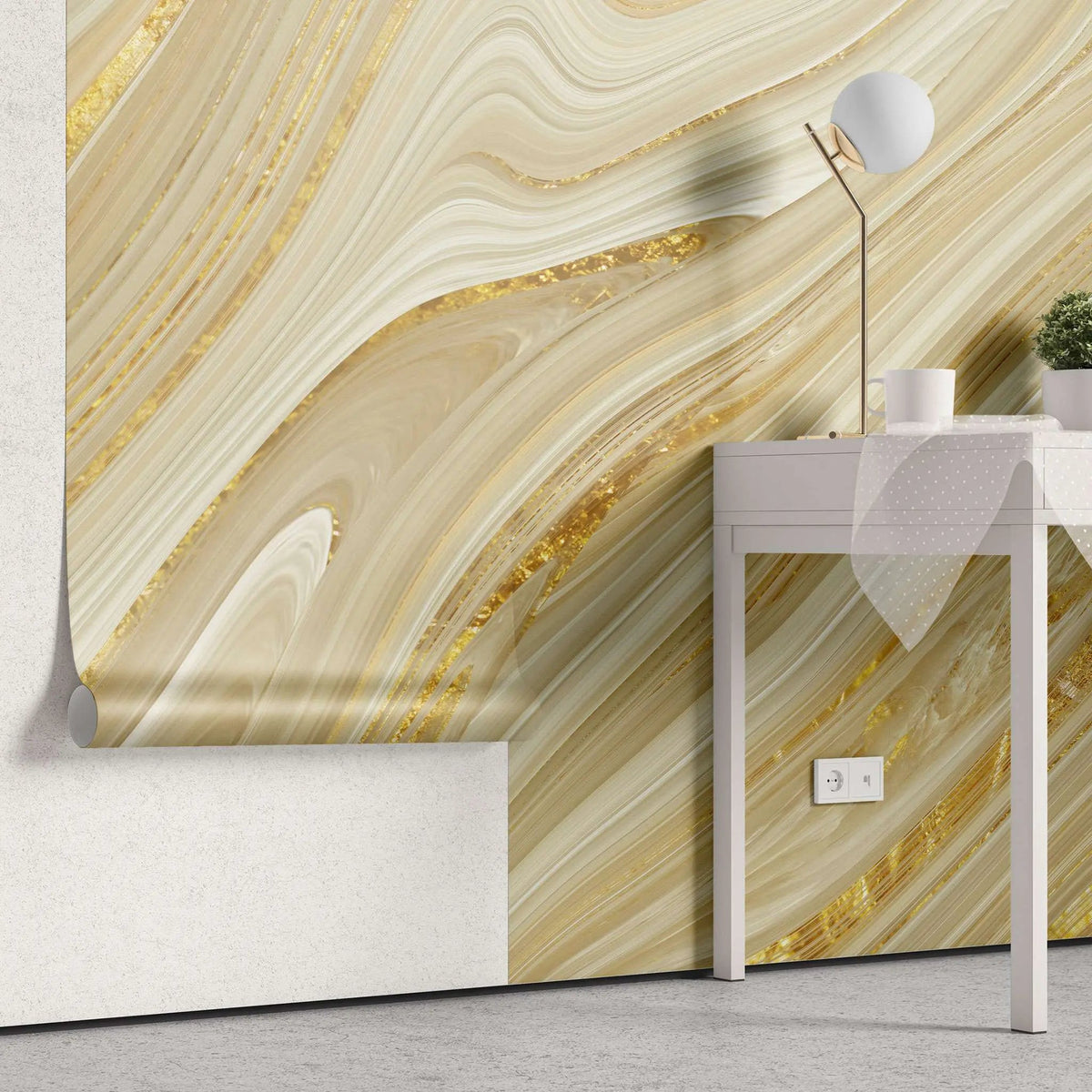 Fototapet personalizat marble in nuante de agat natural cu insertii aurii natural agate
