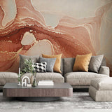 Tapet personalizat marble in nuante de roz pamantiu si cu insertii aurii dusty rose