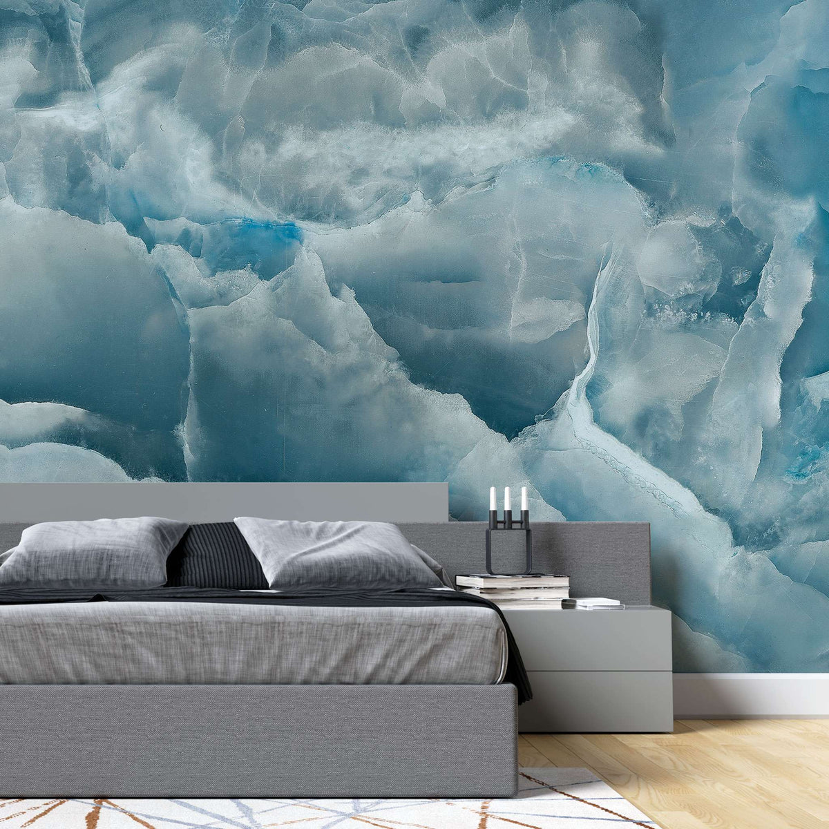Tapet personalizat marble in nuante de albastru above the clouds