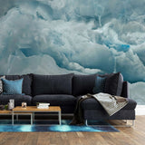 Tapet personalizat marble in nuante de albastru above the clouds
