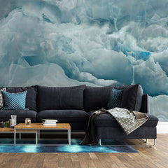 Tapet personalizat marble in nuante de albastru above the clouds