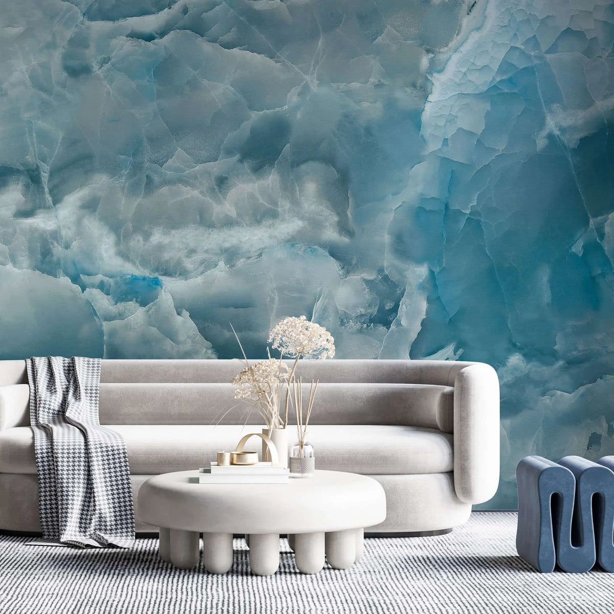 Tapet personalizat marble in nuante de albastru above the clouds