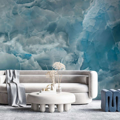 Tapet personalizat marble in nuante de albastru above the clouds