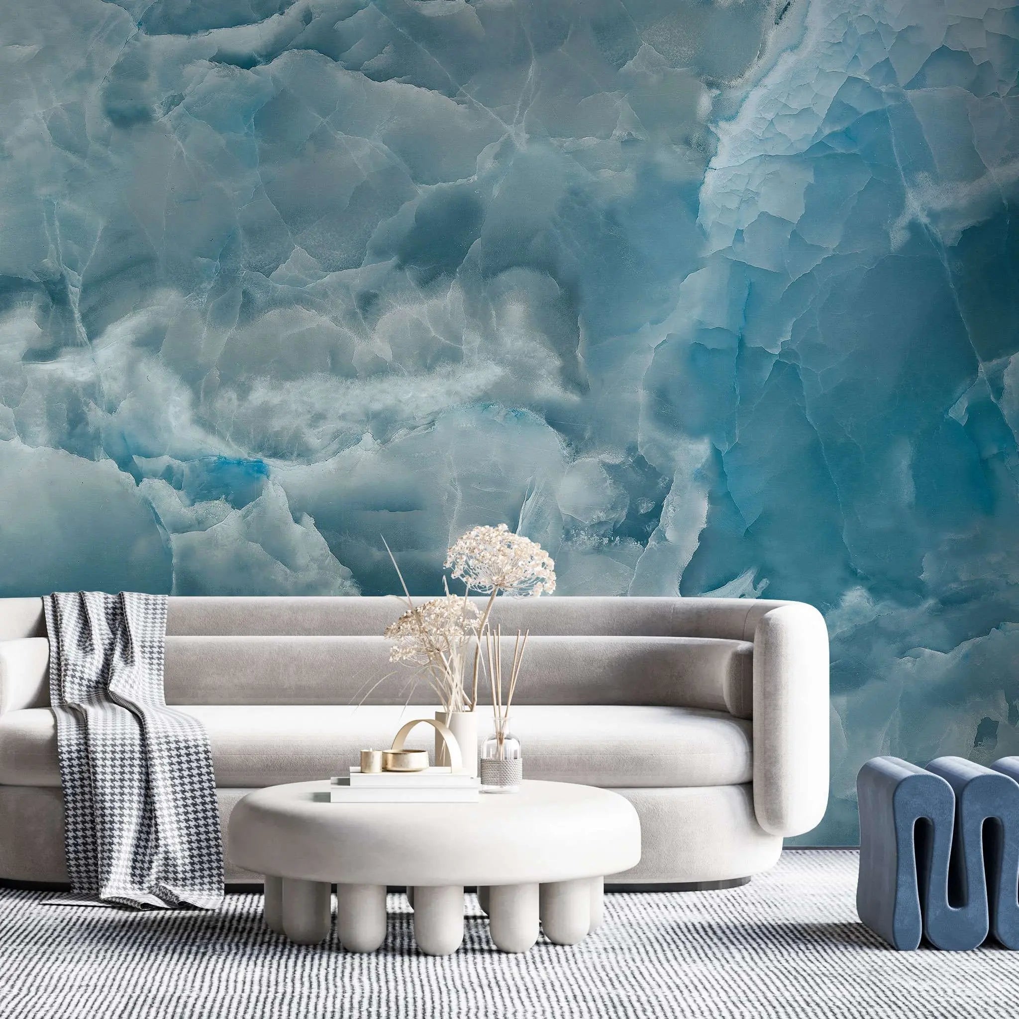 Tapet personalizat marble in nuante de albastru above the clouds
