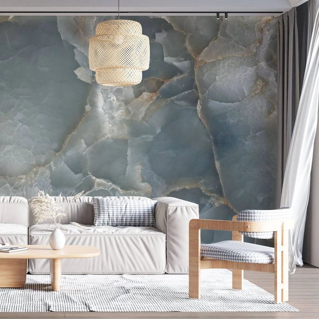Tapet personalizat marble in nuante de agat natural gri grey agate