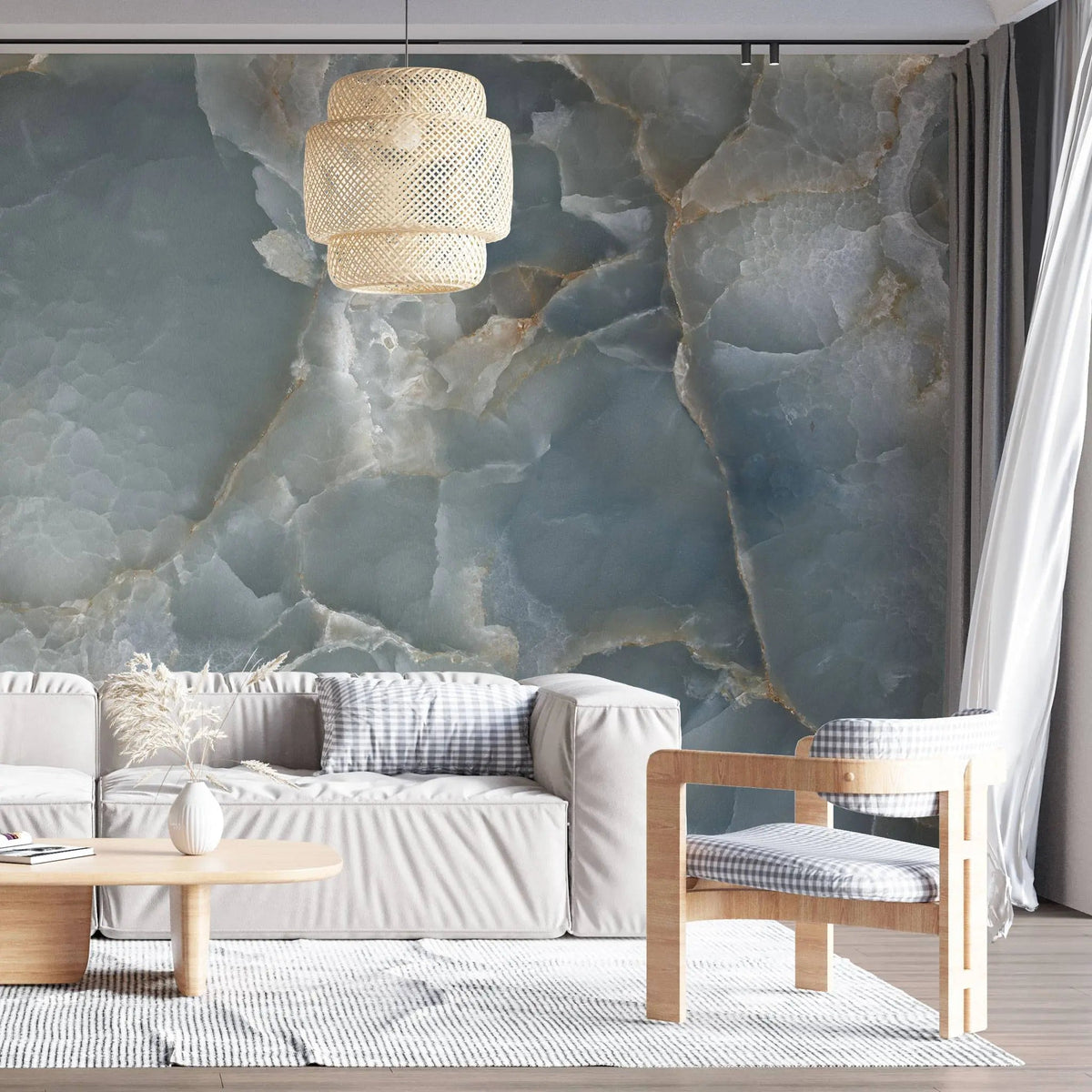 Tapet personalizat marble in nuante de agat natural gri grey agate