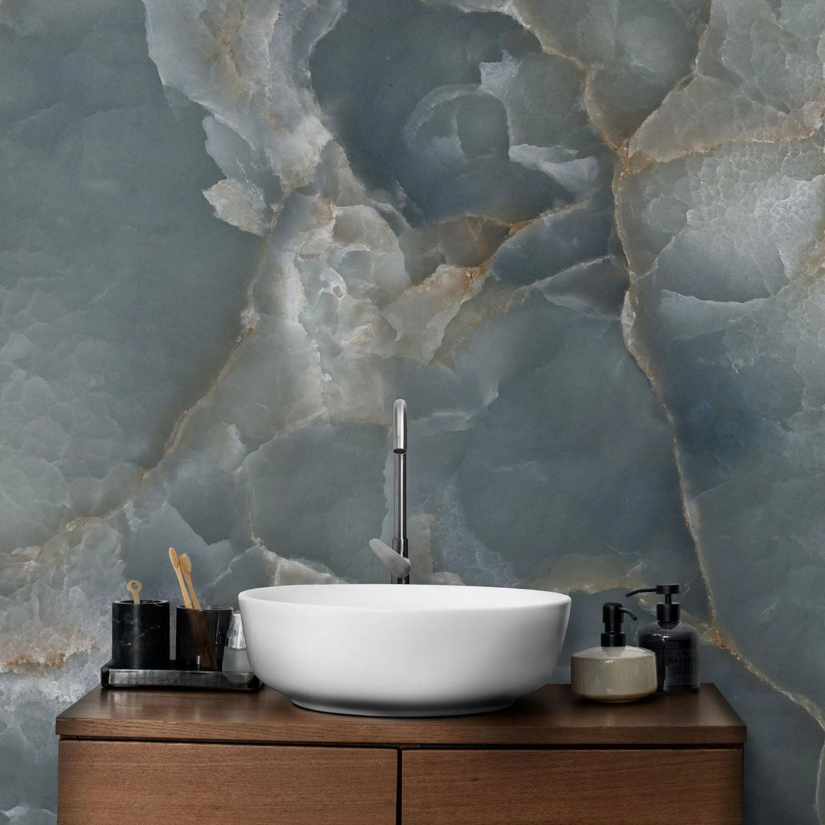 Tapet personalizat marble in nuante de agat natural gri grey agate