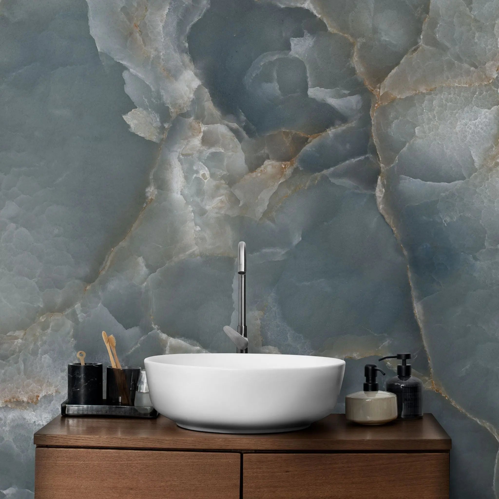 Tapet personalizat marble in nuante de agat natural gri grey agate