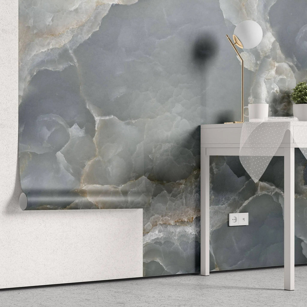 Tapet personalizat marble in nuante de agat natural gri grey agate