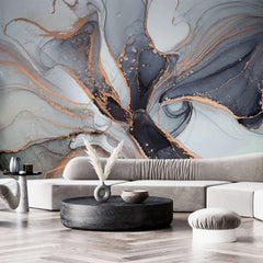 Tapet personalizat marble in nuante de agat natural gri grey agate