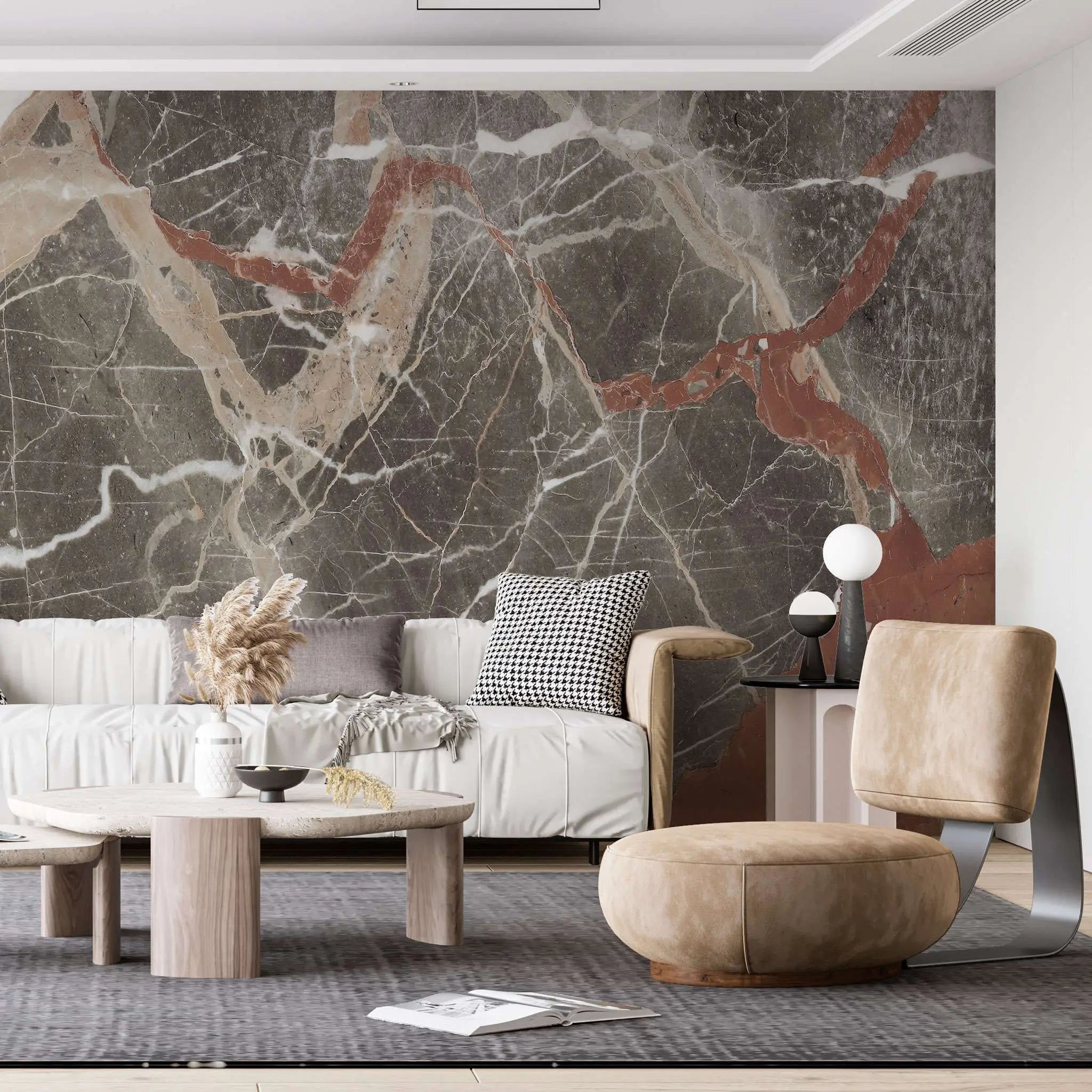 Tapet personalizat marble in nuante pamantii de argila si granit clay granit