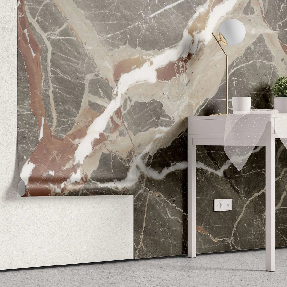 Tapet personalizat marble in nuante pamantii de argila si granit clay granit