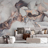 Tapet personalizat marble in nuante de roz pal, gri si alb pinky marble