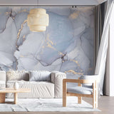 Tapet personalizat marble in nuante de albastru deschis serenity blue