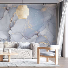 Tapet personalizat marble in nuante de albastru deschis serenity blue