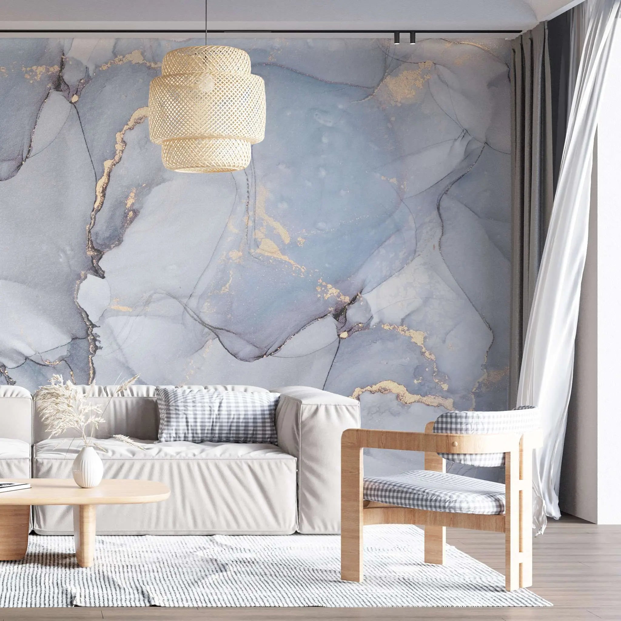 Tapet personalizat marble in nuante de albastru deschis serenity blue