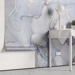 Tapet personalizat marble in nuante de albastru deschis serenity blue