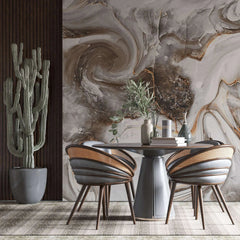 Tapet personalizat marble in nuante de maro si alb in forma de vartejuri latte swirl