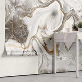 Tapet personalizat marble in nuante de maro si alb in forma de vartejuri latte swirl