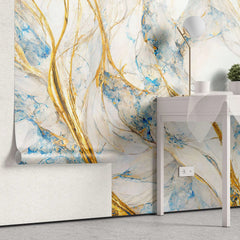 Fototapet personalizat marble in nuante deschise cu insertii aurii zeus's lightining