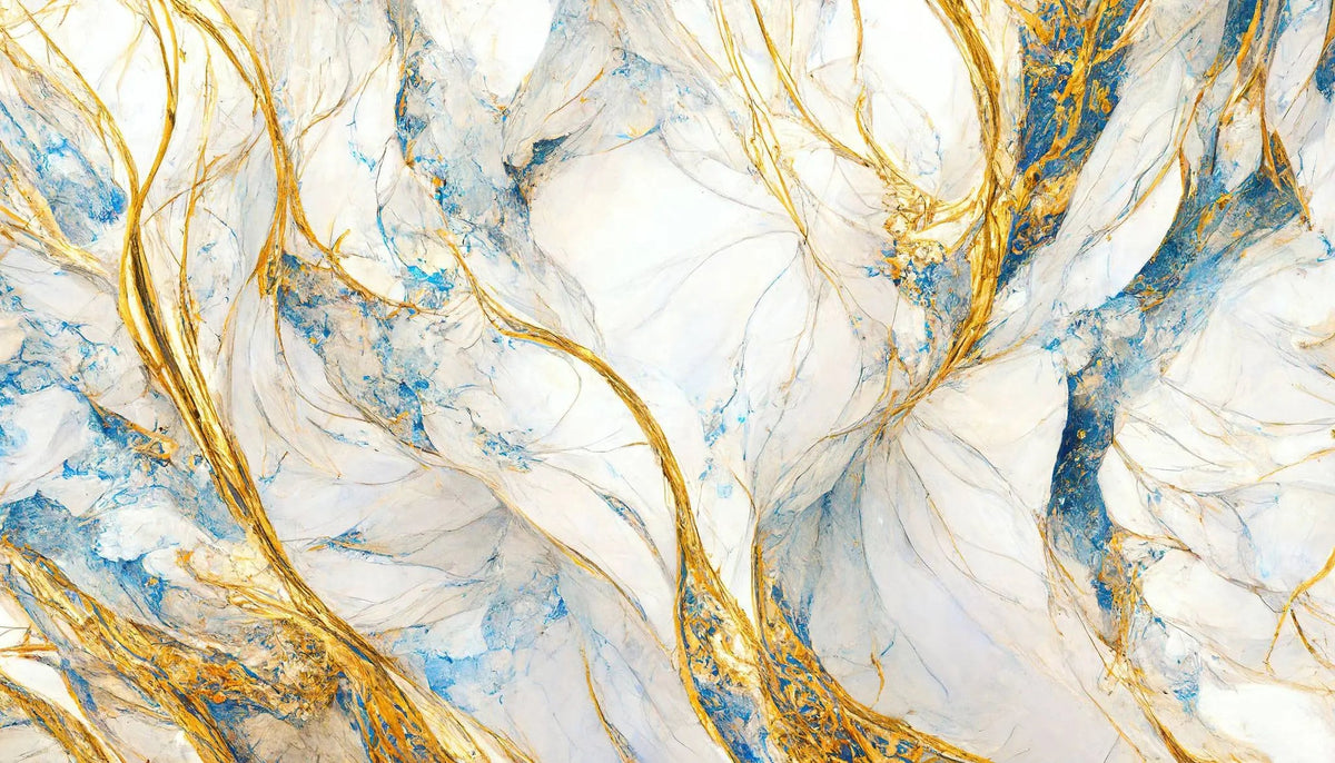Fototapet personalizat marble in nuante deschise cu insertii aurii zeus's lightining