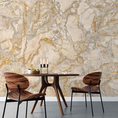 Tapet personalizat marble in nuante bej aurii alaska gold