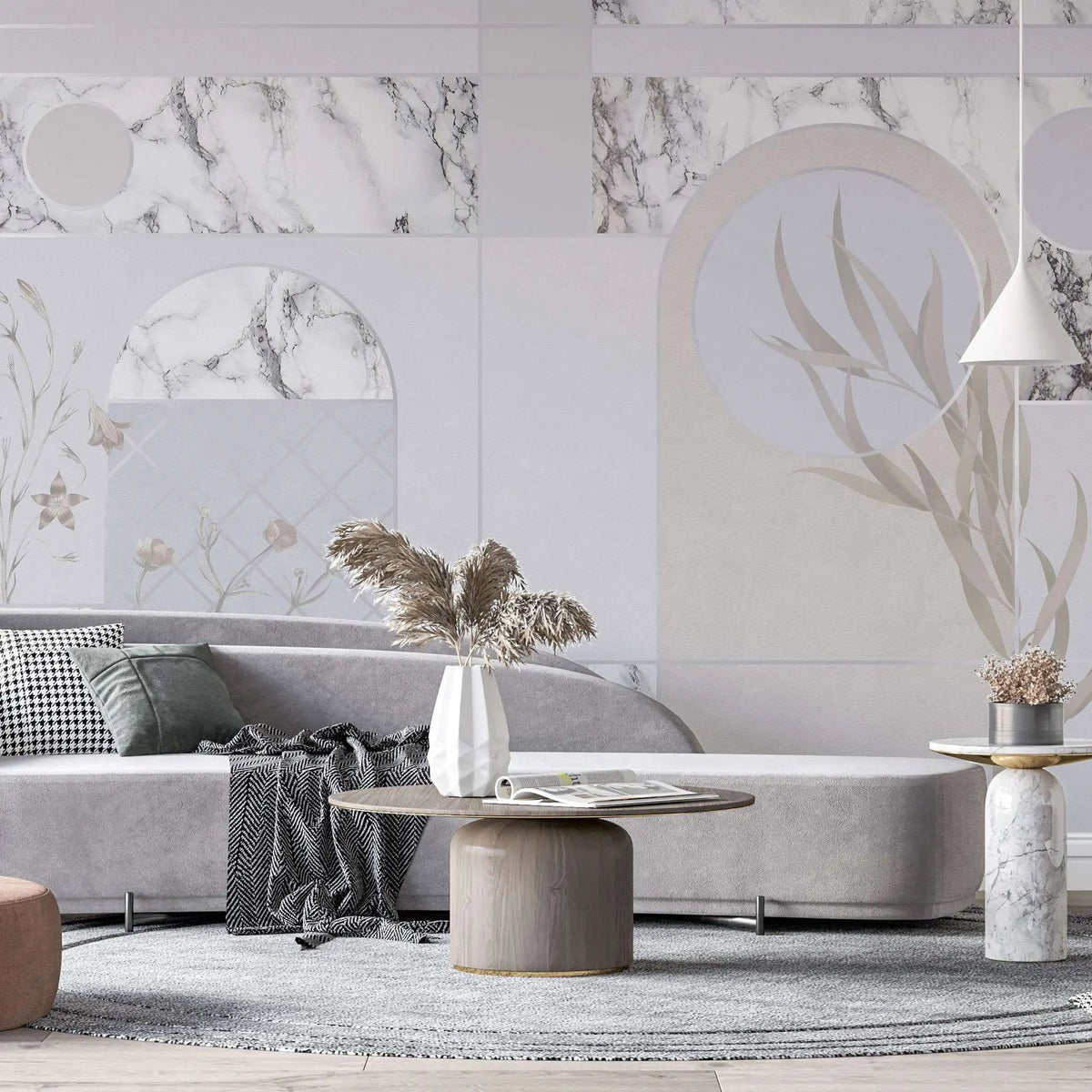 Tapet personalizat marble in nuante de marmura alba cu modele anstracte minimaliste minimalist marble design