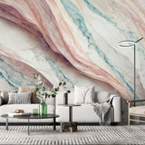 Tapet personalizat marble in nuante deschise de roz si albastru in stilul muntilor din peru light peru