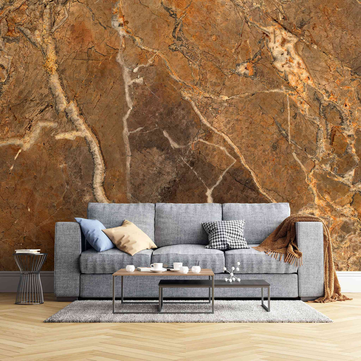 Tapet personalizat marble in nuante de maro intense nile brown