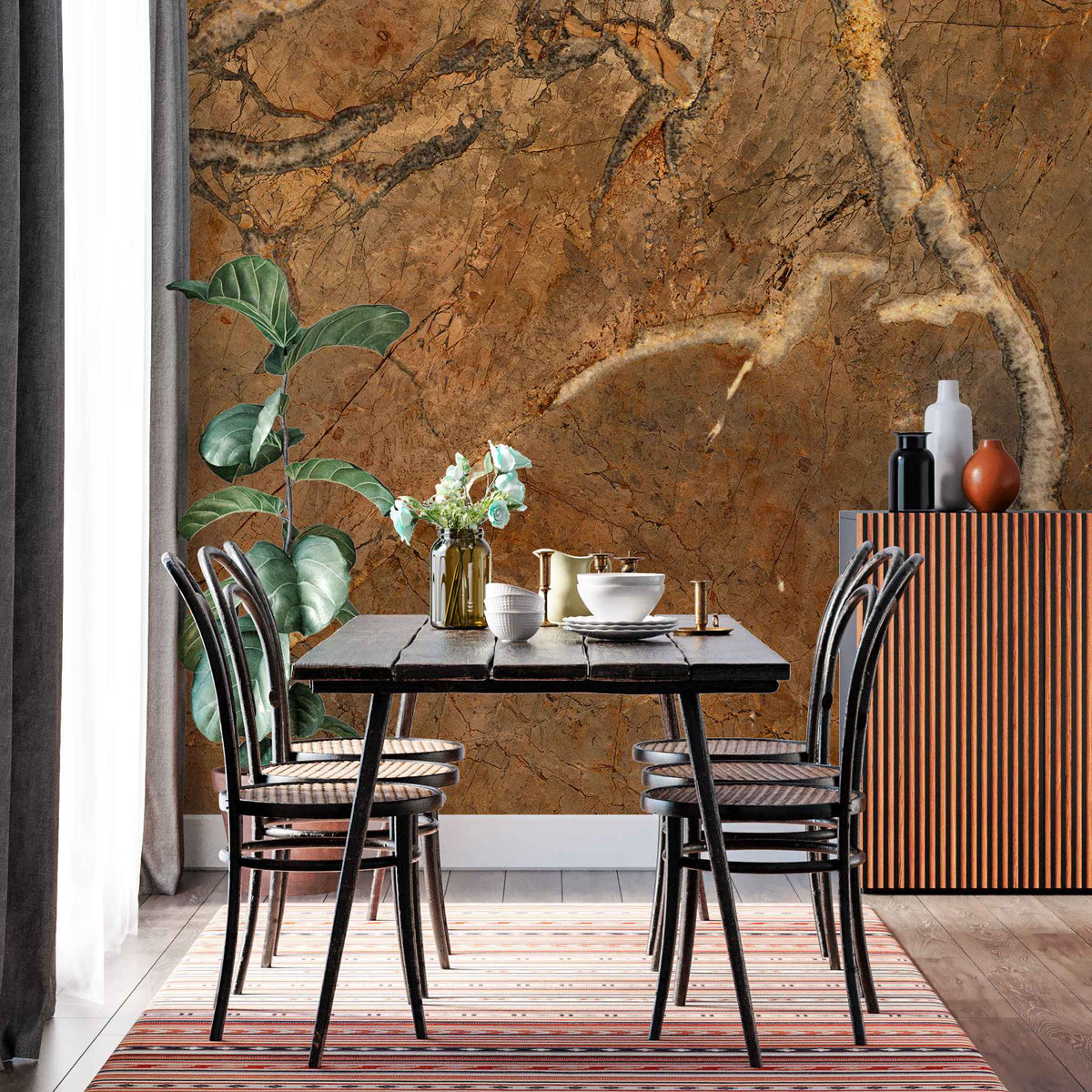 Tapet personalizat marble in nuante de maro intense nile brown