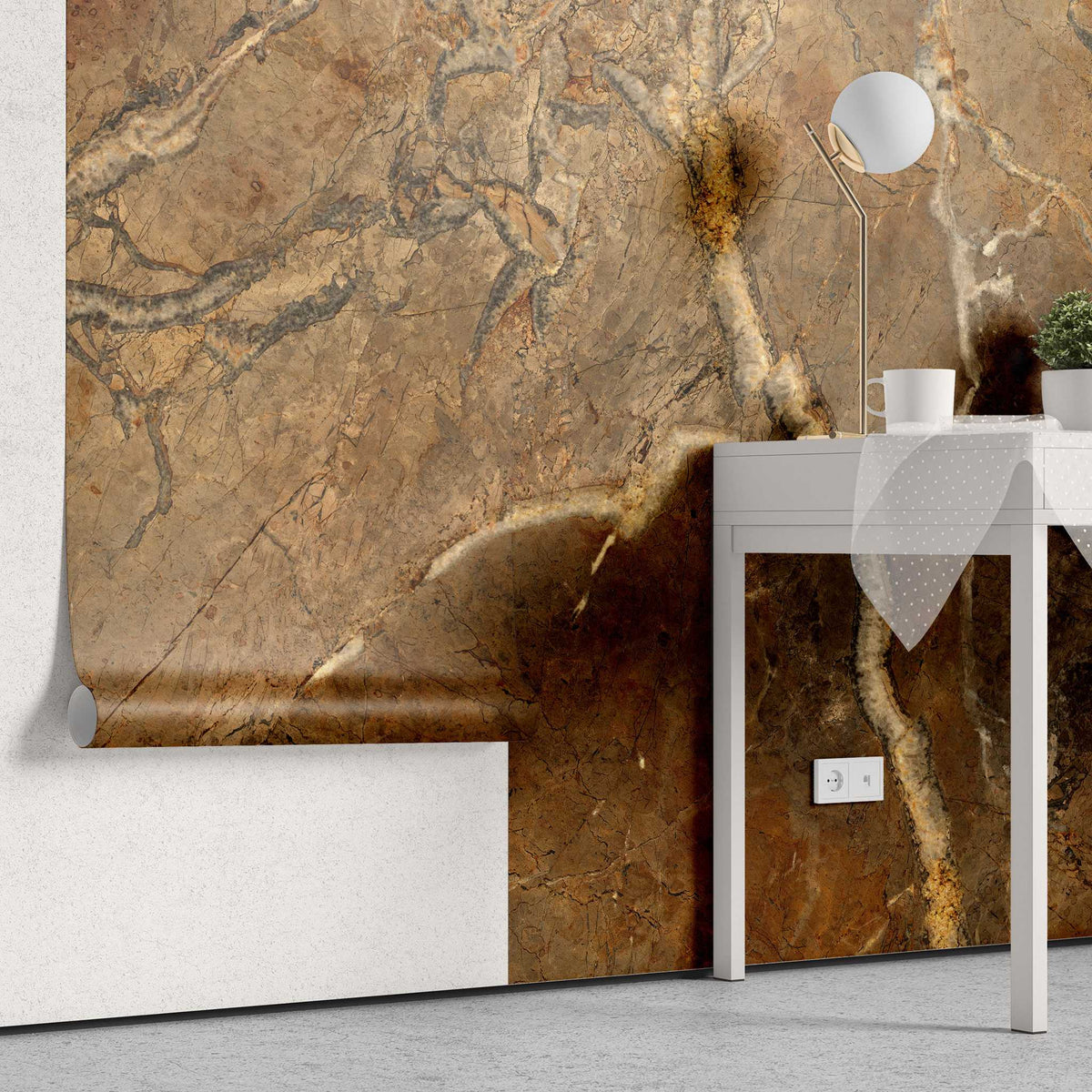 Tapet personalizat marble in nuante de maro intense nile brown