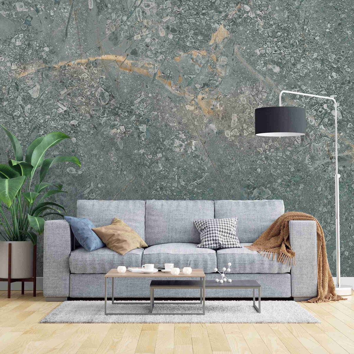 Tapet personalizat marble in nuante de verde granit sage granit