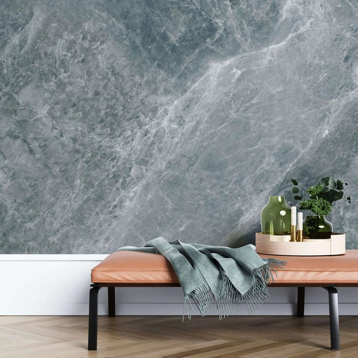 Tapet personalizat marble cu piatra in nuante gri albastrui asemeni culorii marii sea marble