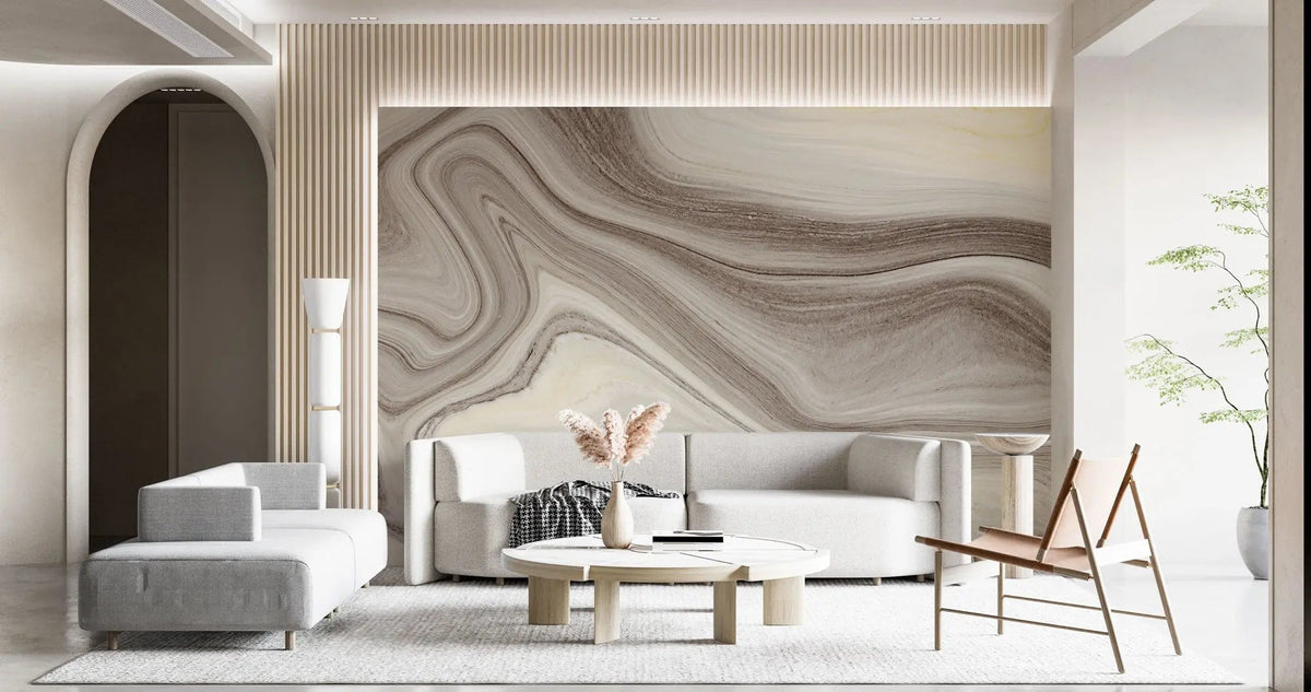 Tapet personalizat marble cu marmura in amestec de culori bej si maro vanilla chocolate