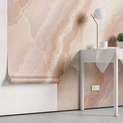 Tapet personalizat marble cu marmura/piatra semipretioasa in nuante calde de roz deschis light peach