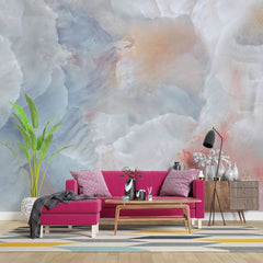 Tapet personalizat marble cu marmura/piatra semipretioasa in nuante de roz aprins si albastru deschis nebula sunrise
