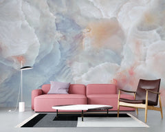 Tapet personalizat marble cu marmura/piatra semipretioasa in nuante de roz aprins si albastru deschis nebula sunrise