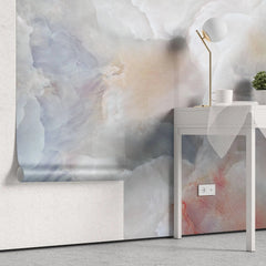Tapet personalizat marble cu marmura/piatra semipretioasa in nuante de roz aprins si albastru deschis nebula sunrise
