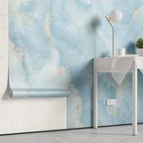 Tapet personalizat marble cu marmura/piatra semipretioasa in nuante de albastru deschis asemenea marii egee agean marble