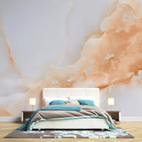 Tapet personalizat marble cu marmura/piatra semipretioasa in nuante de piersica si alb white peach