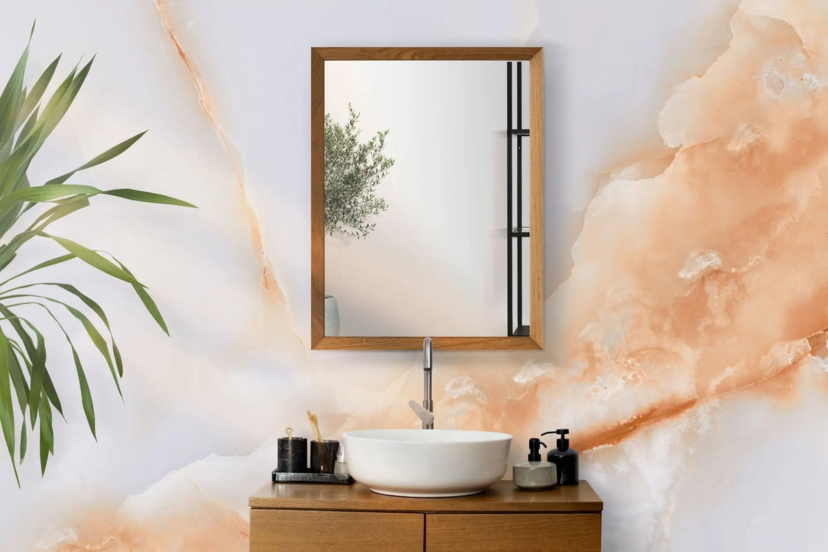 Tapet personalizat marble cu marmura/piatra semipretioasa in nuante de piersica si alb white peach