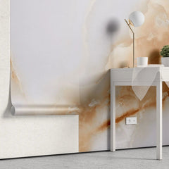 Tapet personalizat marble cu marmura/piatra semipretioasa in nuante de piersica si alb white peach