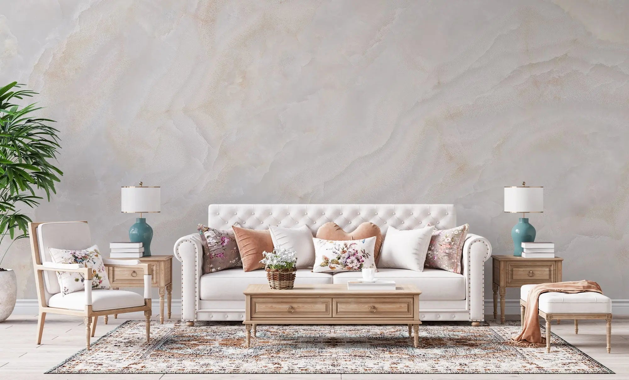 Tapet personalizat marble in nuante fine de bej si alb sidefat de marmura cuart finesse